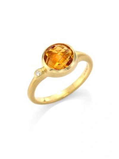 Carelle Orange Citrine & Diamond 18k Yellow Gold Stack Ring In Yellow Gold Citrine