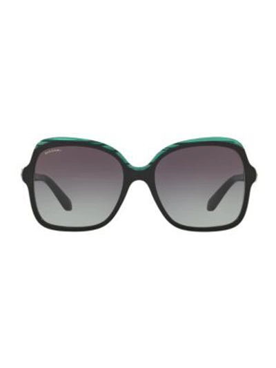 Bvlgari 56mm Square Sunglasses In Black Green