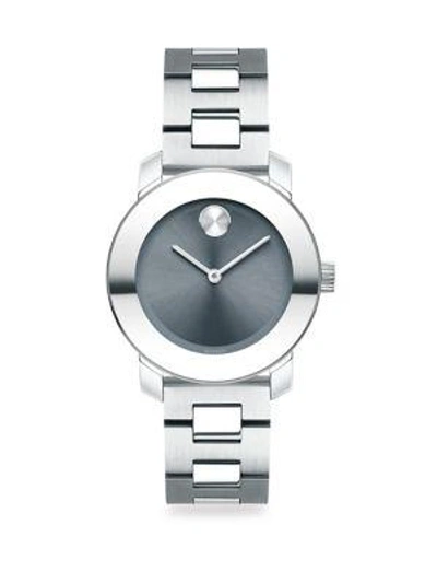 Movado Bold Stainless Steel Bracelet Watch In Silver-grey