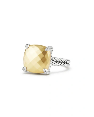 David Yurman 14mm Ch&acirc;telaine 18k Gold Dome Ring With Diamonds In White/gold