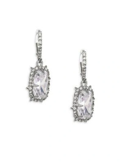 Alexis Bittar Swarvoski Crystal Framed Cushion Drop Earrings In Silver