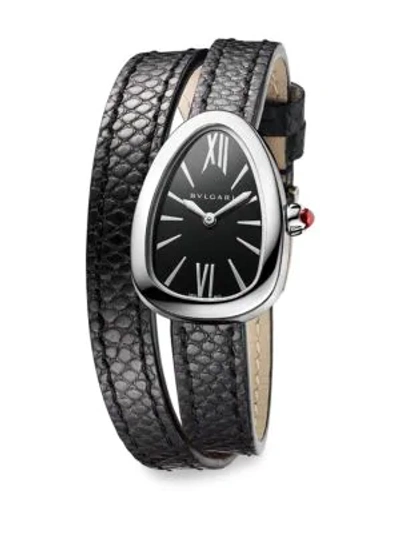 Bvlgari Women's Serpenti Stainless Steel, Diamond & Black Karung Strap Watch