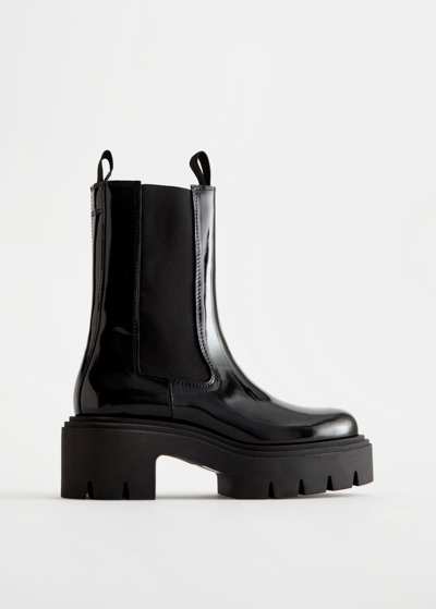 Other Stories Chunky Platform Chelsea Leather Boots In Black
