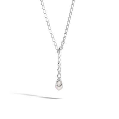 John Hardy Sterling Silver Bamboo Chain & Cultured Freshwater Pearl Y Necklace, 20 In White Fresh Water Pearl