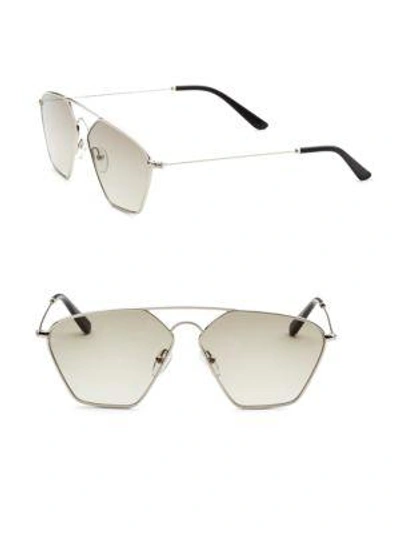 Smoke X Mirrors Geo, 56mm, Geometric Sunglasses In Silver