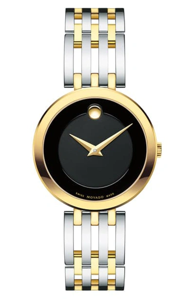 Movado Esperanza Stainless Steel & Goldtone Watch In Black