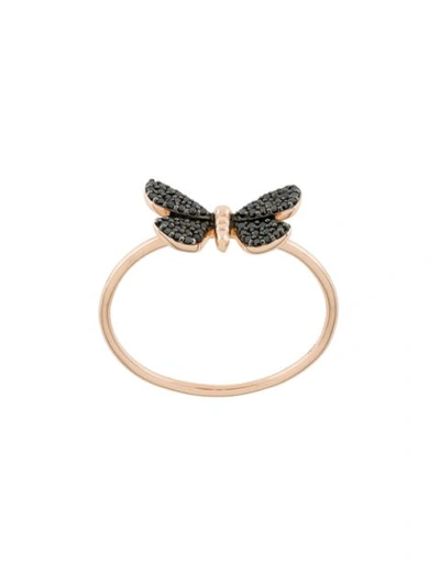 Astley Clarke Cinnabar Moth Black Diamond Ring In Rose Gold Black