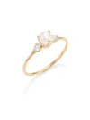 Zoë Chicco Diamond & 4mm White Pearl Ring In Yellow Gold
