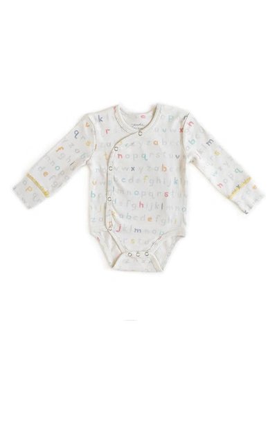 Pehr Babies' Alphabet Print Organic Cotton Bodysuit In Marigold