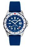 Missoni Gmt Traveler Silicone Strap Watch, 43mm In Blue/blue