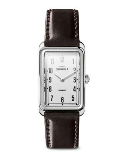 Shinola The Muldowney Rectangular Leather Strap Watch, 24mm X 32mm In Silver
