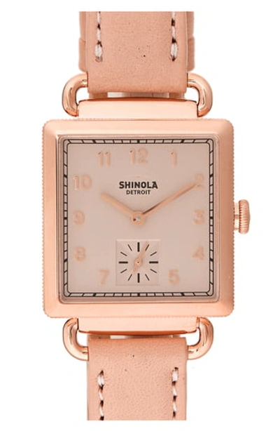 Shinola Cass Leather Strap Watch, 28mm In Nude/ Gold