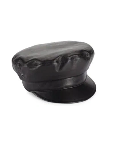 Eric Javits Night Porter Leather Cap In Red