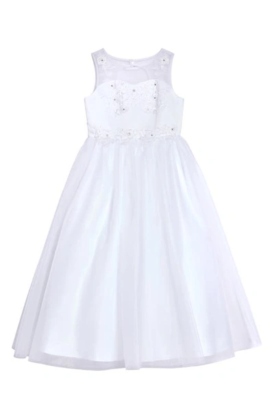 Us Angels Kids' Little Girl's & Girl's Riley Embroidered Tulle Dress In White