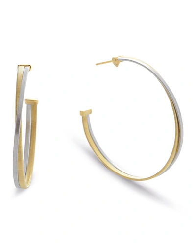 Marco Bicego 18k White & Yellow Gold Masai Crossover Hoop Earrings In White/gold