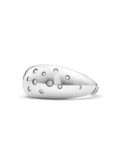 David Yurman Pure Form Sterling Silver Ring With Diamonds In White/silver