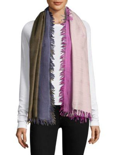 Bajra Checkerboard Wool & Silk Scarf In May Pink