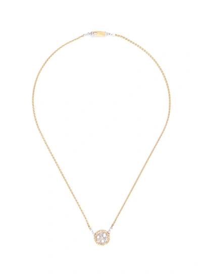 Buccellati 'ramage' Diamond 18k Yellow And White Gold Pendant Necklace In Metallic