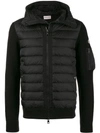 Moncler Black Down Filled Jacket With Knitted Sleeves In 999 Black