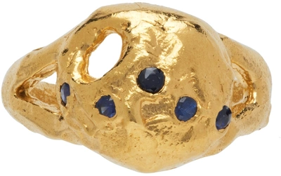 Alighieri The Sapphire's Patch 24kt Gold-plated Ring With Sapphires