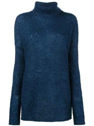 Simon Miller Mohair & Silk Boucle Turtleneck Sweater In Blue