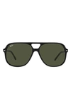 Ray Ban 60mm Square Polarized Sunglasses In Black/ Polar Green