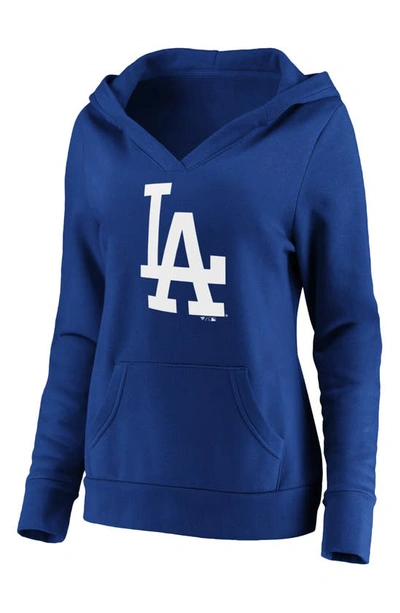 Fanatics Plus Size Royal Los Angeles Dodgers Official Logo Crossover V-neck Pullover Hoodie
