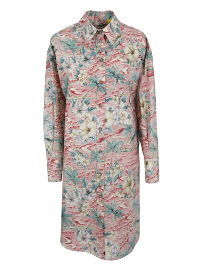 Moncler Genius Moncler X Palm Angels Tropical Printed Shirt Dress In Multicolour