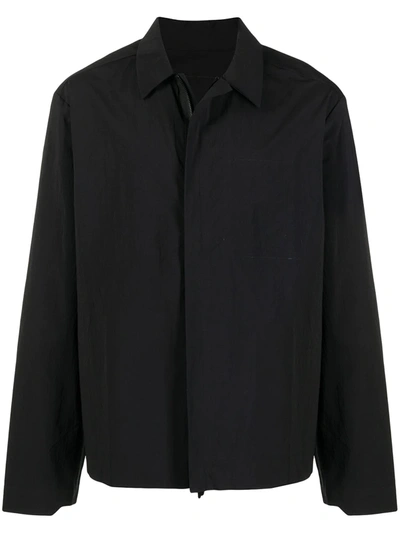 A-cold-wall* Long-sleeved Zip-up Shirt In Schwarz