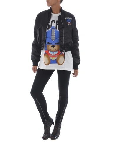 Moschino Transformer Bear Patched Bomber In Nero