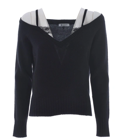 Dondup Off Shoulder Knitted Top In Nero