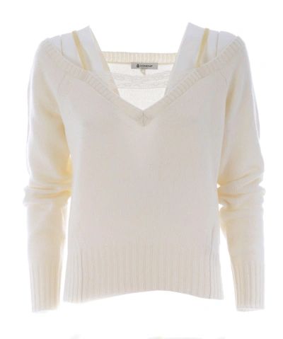 Dondup Off Shoulder Knitted Top In Panna