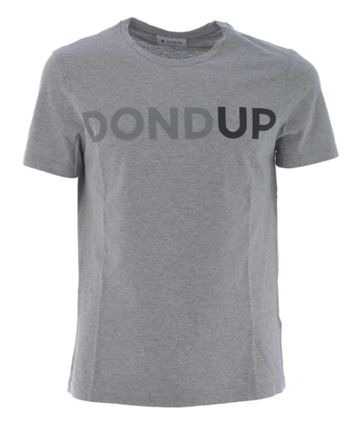 Dondup Logo Print T-shirt In Grigio Melange