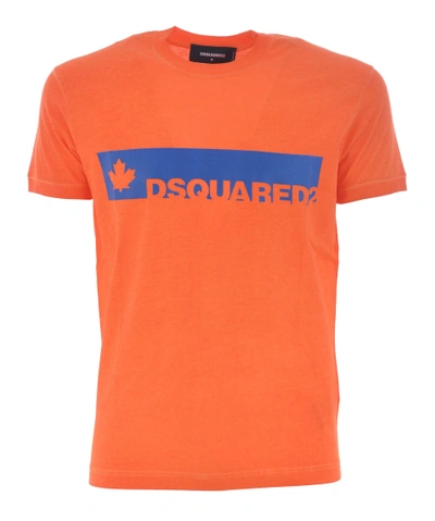 Dsquared2 Teal Logo T-shirt In Arancio