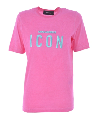 Dsquared2 Icon Embroidered T-shirt In Pink