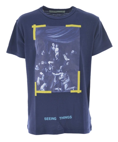 Off-white Caravaggio Print T-shirt In Blu