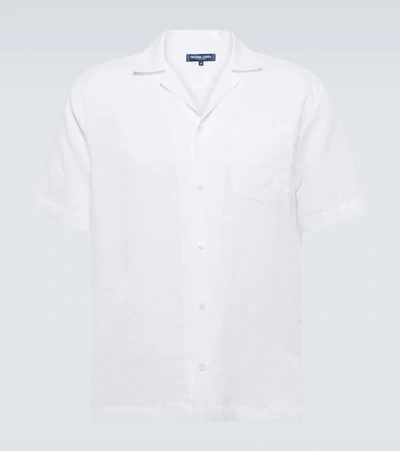 Frescobol Carioca Angelo Camp-collar Cotton And Linen-blend Jersey Shirt In White