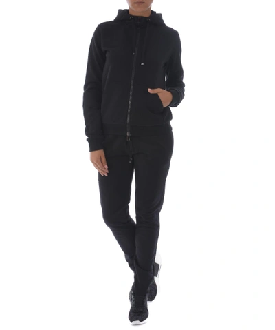 Moncler Zipped Hoodie In Nero