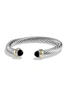David Yurman Cable Bracelet With Gemstone And 14k Gold In Silver, 7mm In Black Onyx