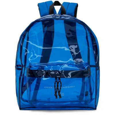 Undercover Transparent Logo-print Backpack In Blue