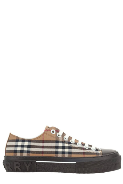 Burberry Monogram-pattern Lace-up Sneakers In Brown