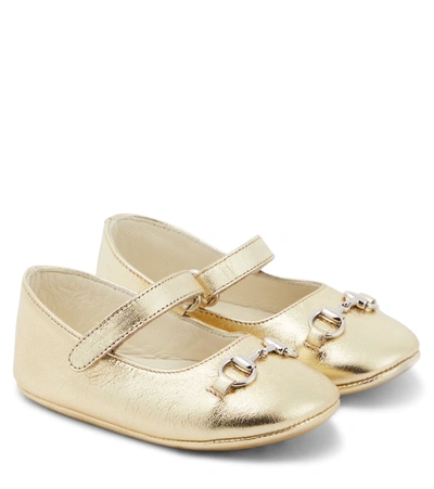 Gucci Baby Ballet Flat With Horsebit In Gold
