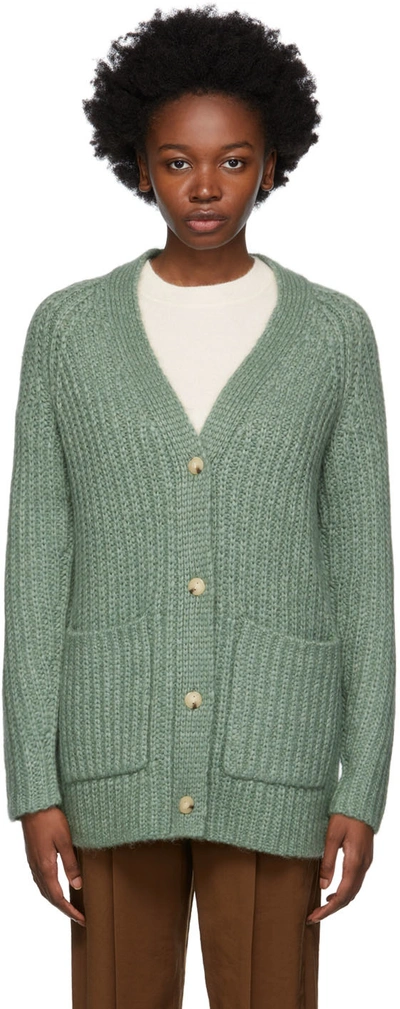Vince Ribbed-knit Alpaca Wool-blend Cardigan In Green