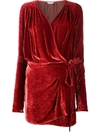 Attico Velvet Wrap Mini-dress In Red
