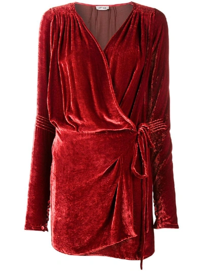 Attico Velvet Wrap Mini-dress In Red
