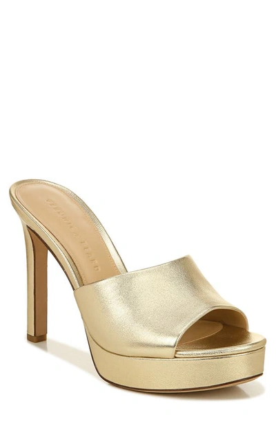 Veronica Beard Dali Leather Slide Platform Sandals In Light Gold