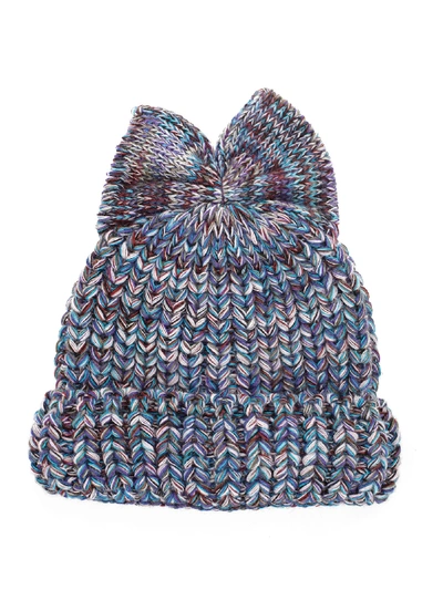 Federica Moretti Maxi Mix Bow Beanie In Blue