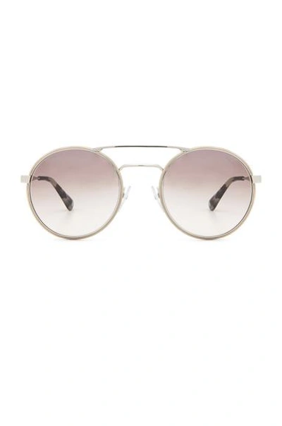 Prada Round Sunglasses In Silver & Light Brown