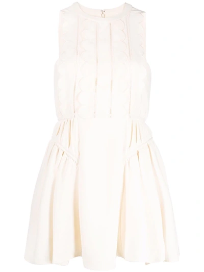Self-portrait Crepe Scallop Mini Dress - Atterley In White