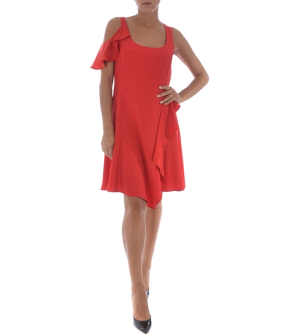 Versace Ruffle Dress In Rosso